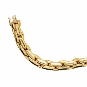 Collier ou bracelet maille forçat écrasé demi-rond