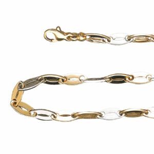 Collier ou bracelet maille plaquette ogive repercée