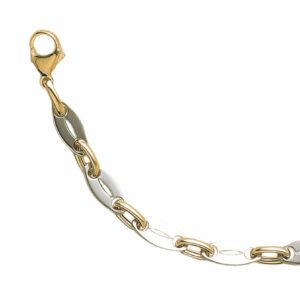 Collier ou bracelet maille plaquette ogive repercée avec collet ovale