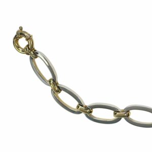 Collier ou bracelet grande maille ovale fil rectangle