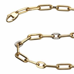 Collier ou bracelet maille trombone fil rond et collet fil carré