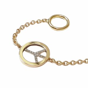 Collier ou bracelet maille forçat lâche et motif cercle de paix