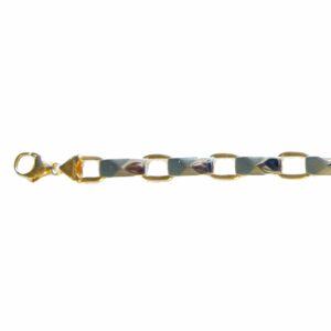 Bracelet grande maille carrée et plaque rectangle