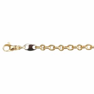 Collier ou bracelet maille ronde et ovale avec motif grain de café plat