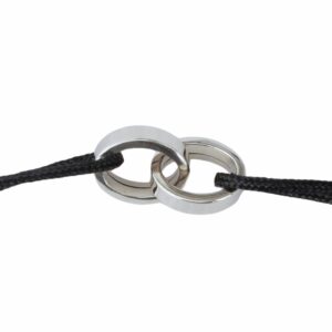 Bracelet cordon motif 2 anneaux entrelacés fil rectangle or gris