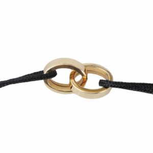 Bracelet cordon motif 2 anneaux entrelacés fil rectangle or jaune