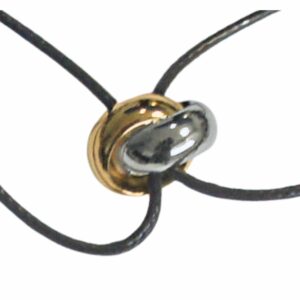 Bracelet cordon motif 2 anneaux entrelacés fil 1/2 jonc bicolore