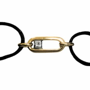 Bracelet cordon motif trombone avec diamant coulissant or jaune et blanc