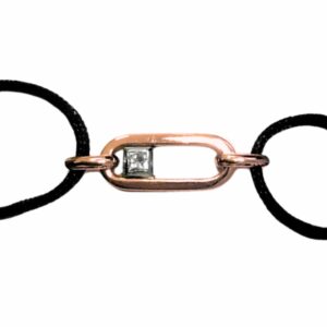 Bracelet cordon motif trombone avec diamant coulissant or rose et blanc