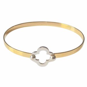 Bracelet jonc fil ruban motif trèfle