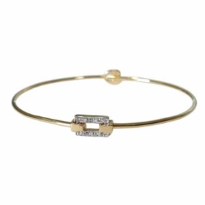 Bracelet jonc fil rond avec motif rectangle