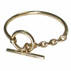 Bracelet jonc tube ovale fermoir bâtonnet fil rond