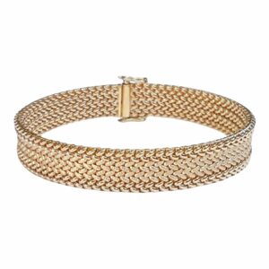 Bracelet polonais plat réversible recto 2 tons verso lisse