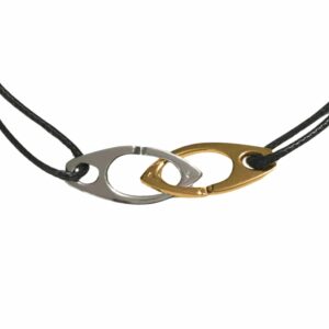Bracelet cordon motif menottes bicolore