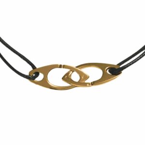 Bracelet cordon motif menottes or jaune