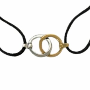 Bracelet cordon motif 2 anneaux entrelacés fil carré bicolore