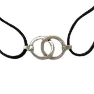 Bracelet cordon motif 2 anneaux entrelacés fil carré or gris