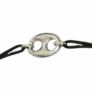 Bracelet cordon motif grain de café or gris