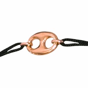 Bracelet cordon motif grain de café or rose