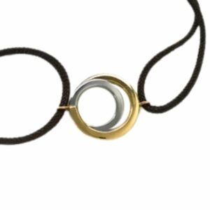 Bracelet cordon motif double cercle bicolore