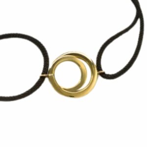 Bracelet cordon motif double cercle or jaune