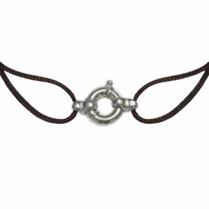 Bracelet cordon motif fermoir rond or gris