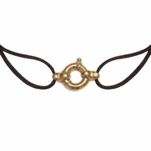 Bracelet cordon motif fermoir rond or jaune