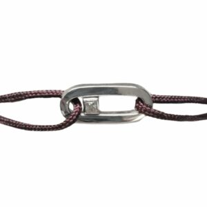 Bracelet cordon motif trombone avec diamant coulissant sans anneaux or gris