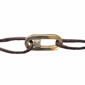 Bracelet cordon motif trombone avec diamant coulissant sans anneaux or jaune