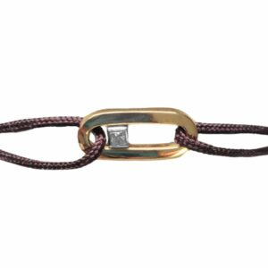 Bracelet cordon motif trombone avec diamant coulissant sans anneaux or jaune et blanc