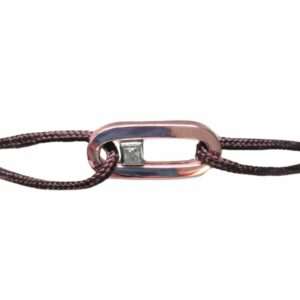 Bracelet cordon motif trombone avec diamant coulissant sans anneaux or rose et blanc