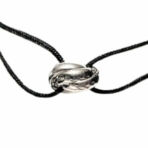 Bracelet cordon motif 3 anneaux entrelacés fil 1/2 jonc or gris