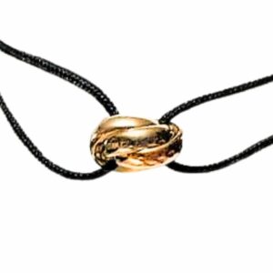 Bracelet cordon motif 3 anneaux entrelacés fil 1/2 jonc or jaune