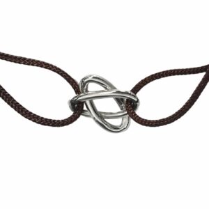 Bracelet cordon motif saturne or gris