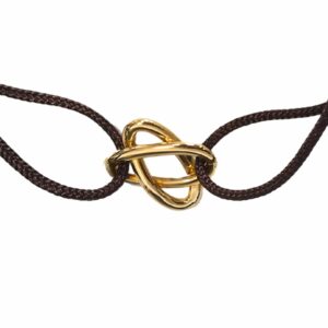 Bracelet cordon motif saturne or jaune