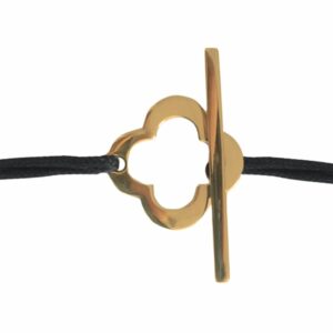 Bracelet cordon motif trèfle et bâtonnet or jaune