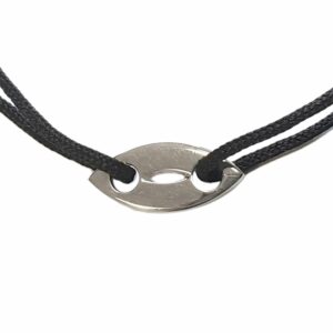 Bracelet cordon motif navette or gris