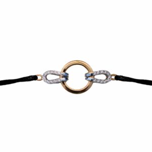 Bracelet cordon motif cercle et maille escargot bicolore