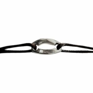 Bracelet cordon motif ovale repercé bombé or gris