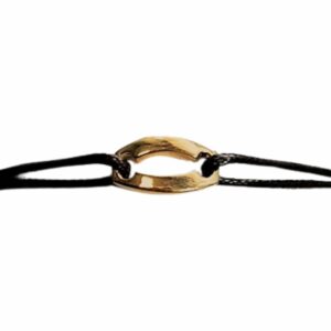 Bracelet cordon motif ovale repercé bombé or jaune