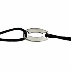 Bracelet cordon motif ovale repercé plat or gris