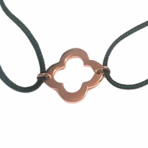 Bracelet cordon motif trèfle or rose