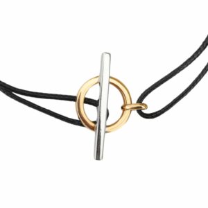 Bracelet cordon motif anneau et barrette fil rond bicolore