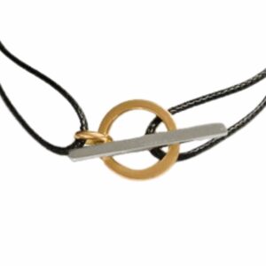 Bracelet cordon motif anneau et barrette fil carré bicolore