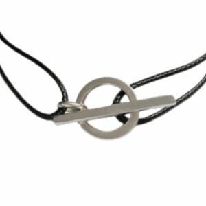 Bracelet cordon motif anneau et barrette fil carré or gris