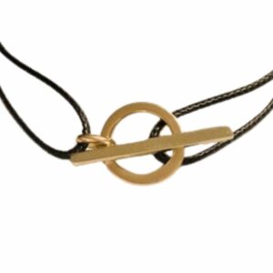Bracelet cordon motif anneau et barrette fil carré or jaune