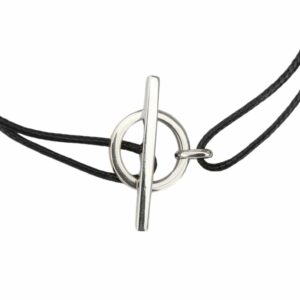 Bracelet cordon motif anneau et barrette fil rond or gris