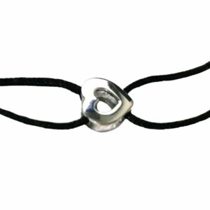 Bracelet cordon motif cœur or gris