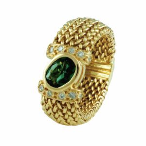Bague polonaise tourmaline verte