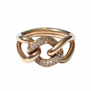 Bague gourmette ronde diamants or jaune